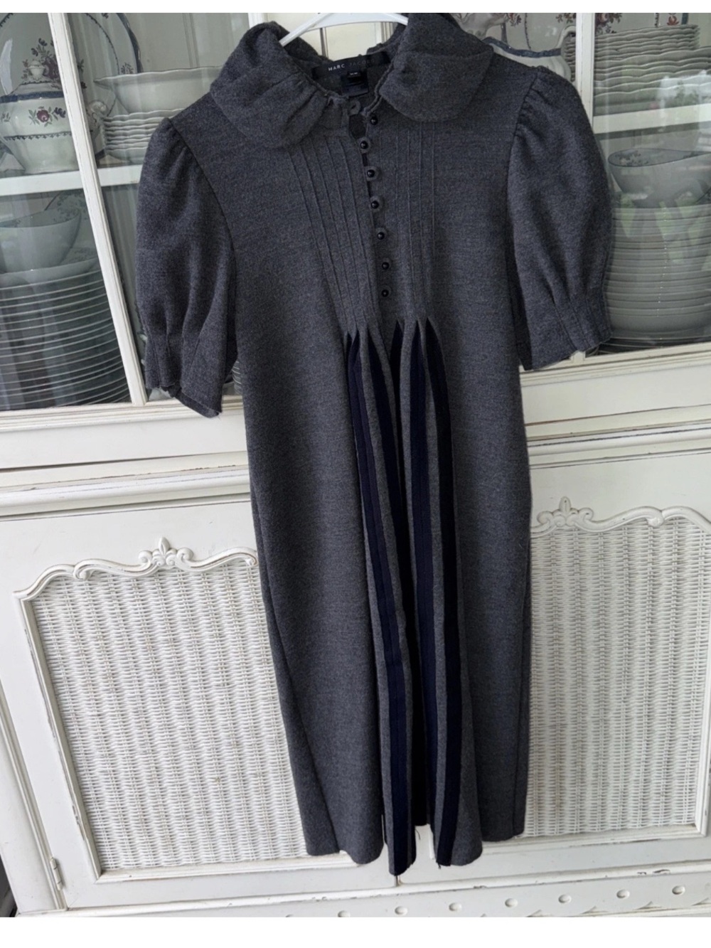 Marc Jacobs Charcoal Gray Pleated Knit Dress xs